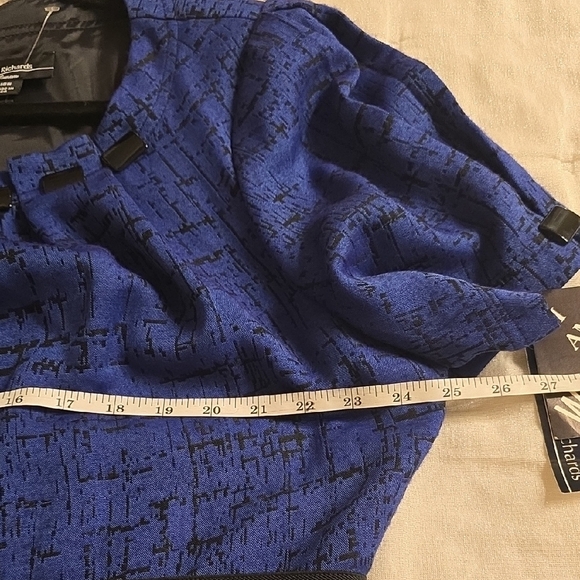 R&M Richards Blue and Black Midi Dress with Ruffled Peter Pan Collar - Picture 14 of 15